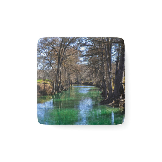 Texas flows through my veins Porcelain Magnet, Square