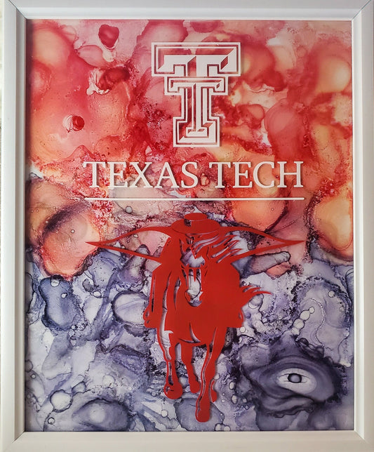 Texas Red Raider Alcohol Ink Art